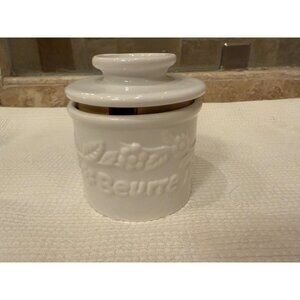 White Ceramic Beurre Butter Crock with Lid